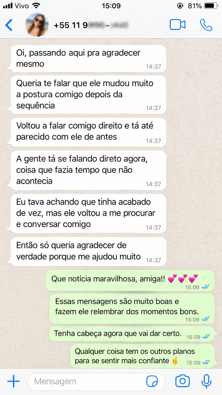 Cliente agradece no suporte